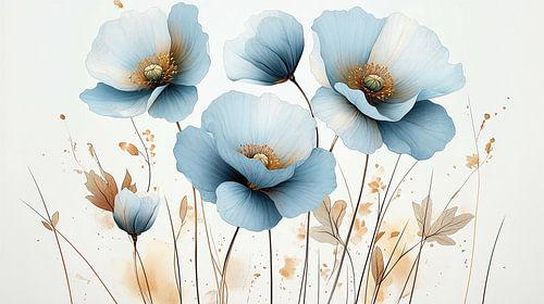 Poppies in Pastel Blue no.2