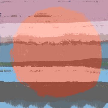 Dromenland. Modern abstract landschap in heldere pastelkleuren. Paarse zonsondergang van Dina Dankers