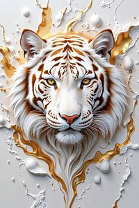 TIGER PORTRAIT: Modern Abstract Gold Art Print Wall Art