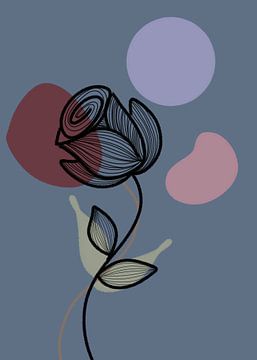 Black Line art - Beautiful rose van Gisela- Art for You