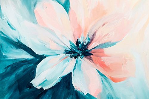Abstracte pastelbloem schilderij