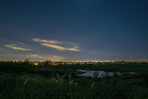 The Hague Skyline with Starry Sky from Zoetermeer Buytenpark by RB-Photography