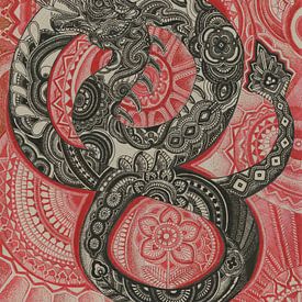 Le dragon chinois en noir et rouge sur ZenArtLin