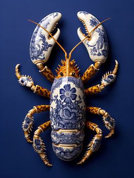 Dutch lobster in delft blue porcelain