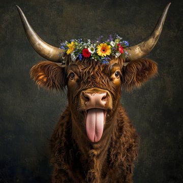 Bloemdecoraties en koe persoonlijkheid van MArt