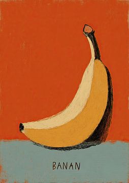 Minimalistische Banane Grafik mit Banan-Schrift von Niklas Maximilian