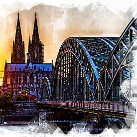 Köln Panorama Artwork mit Dom von Michael Bartsch