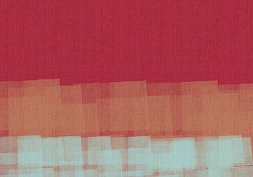 Abstract in wine red, terra and light blue. by Dina Dankers