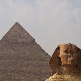 Sphinx of Giza, Egypt, next to the pyramids by Maurits Bredius