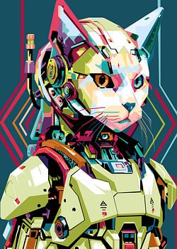 Schattige kleurrijke robotkat