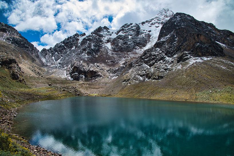 Lake and mountains at Punta Olimpica, Andes, Huaraz, Peru by Peter Apers