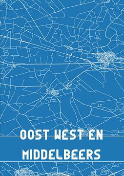 Blauwdruk | Landkaart | Oost West en Middelbeers (Noord-Brabant) van Rezona