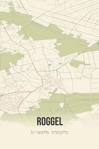 Vintage landkaart van Roggel (Limburg)