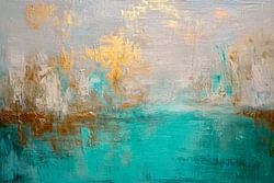 Abstrakte Malerei - Türkis und Gold raffinierte strukturierte Kunst