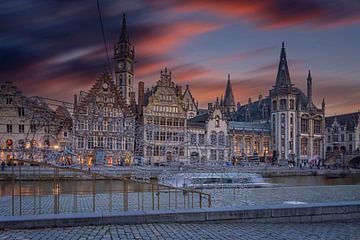 Sunset at the Korenlei in the Belgian city of Ghent by gaps photography