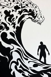 Wave and man by Poster Art Shop