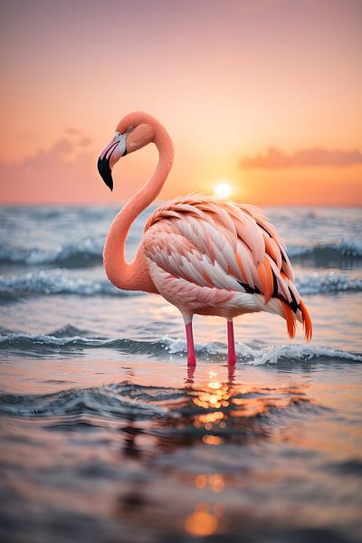 Flamingo im Meer von Ayyen Khusna