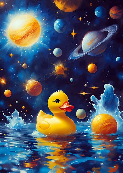 Rubber Duck Swimming on Space Ocean by MIROKKU