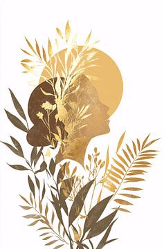 Gouden vrouw en natuur silhouet van Imperial Art House