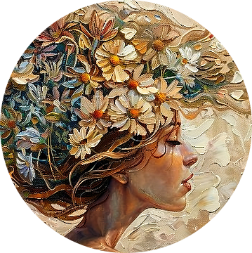 Vrouw Bloemen | Schilderij | Impressionisme van Blikvanger Schilderijen