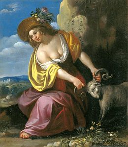 Jan van Bijlert, Junge Frau hält einen Widder