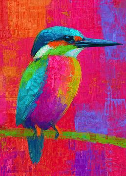 Modern Vogelportret in Kleuren van Abstract Schilderij
