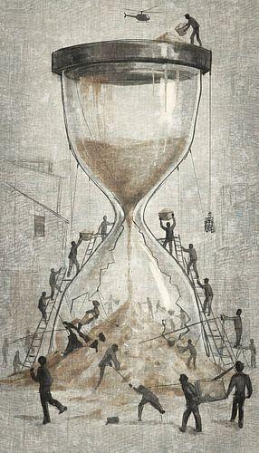 Stop de tijd - gebroken zandloper zorgt voor paniek