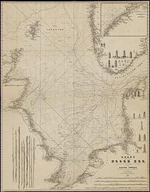 Nautische kaart Noordzee 1849 van Peet de Rouw