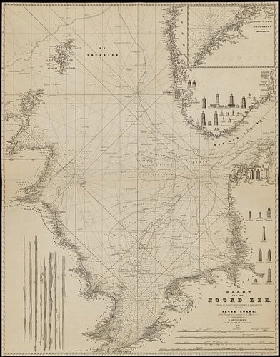 Carte marine de la mer du Nord 1849