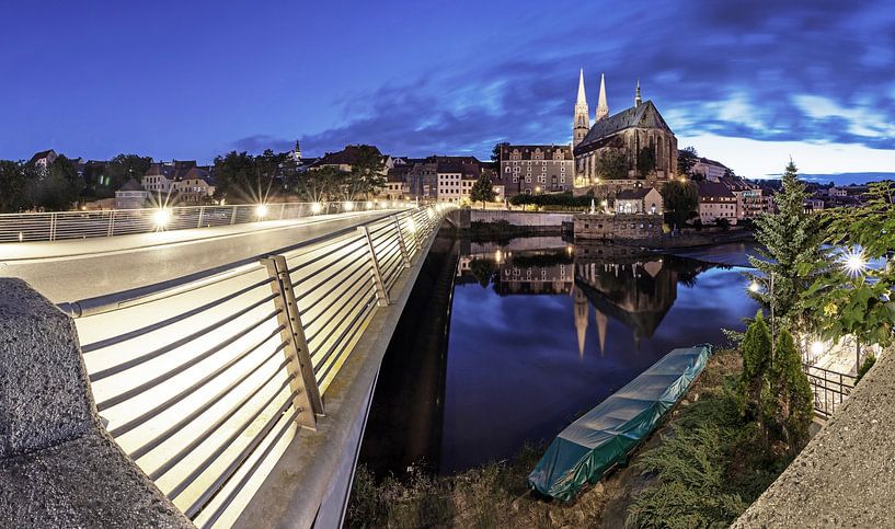 Görlitz - Panorama an der Neiße zur blauen Stunde von Frank Herrmann