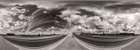 Panorama: Prins Clausbrug, Utrecht met wolkenlucht (Zwart-wit) van John Verbruggen thumbnail