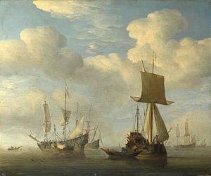 Un navire anglais et des navires néerlandais Becalmed, Willem van de Velde