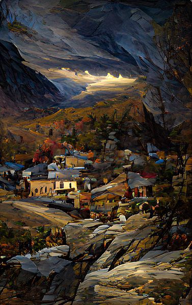 Le village dans la montagne par Niek Traas