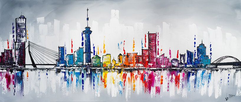 Skyline Rotterdam  van Artflow Schilderijen