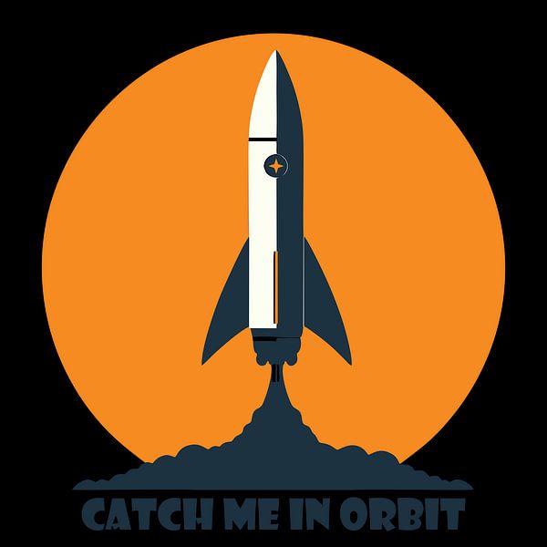 Attrapez-moi en orbite - Design de lancement de fusée rétro par pungky setiawan