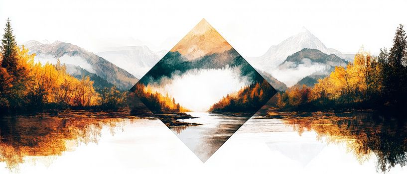 Autumnal mountain landscape with reflection by Poster Art Shop