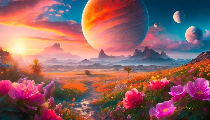 Universe planets with landscape by Mustafa Kurnaz