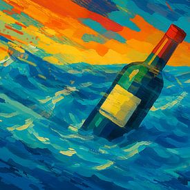 Un message flotte sur les vagues sur Geert Van Baelen