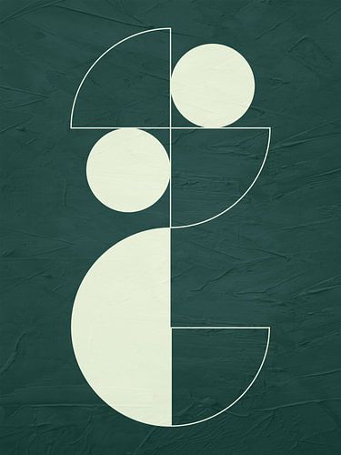 Abstract organic geometric art in shades of green