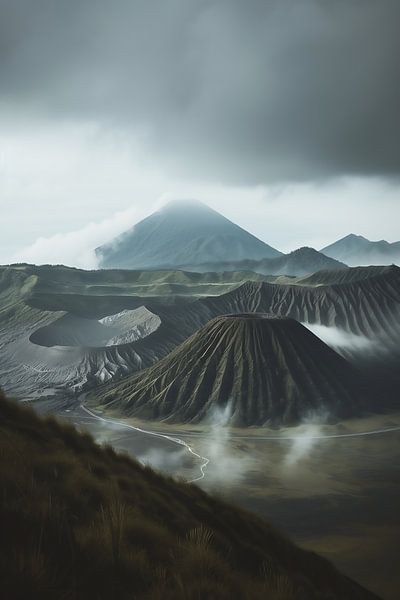 Vulkankrater von oben von fernlichtsicht