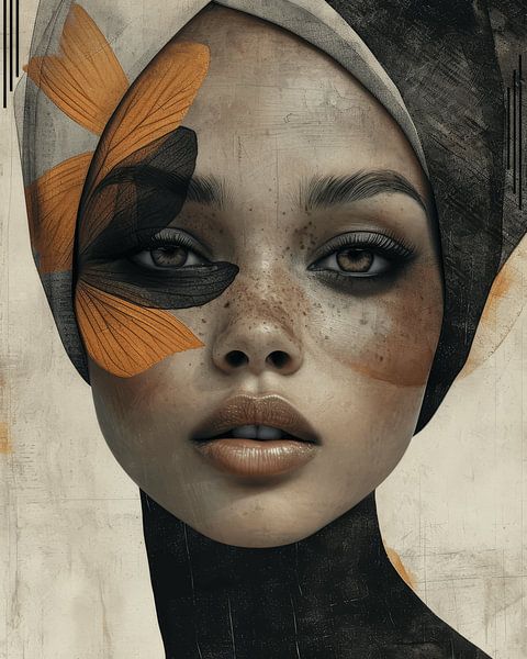 Portrait in earth tones, contemporary art by Carla Van Iersel