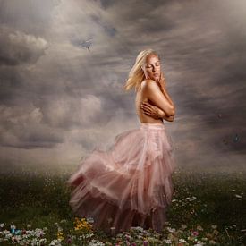 Girl in her pink dress by Cindy Dominika