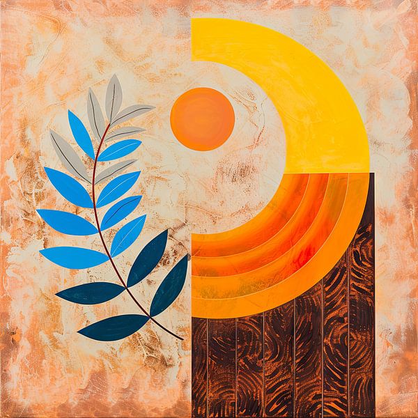 Geometrische Blätter - Farbenspiel im Abstrakten Stil von Poster Art Shop