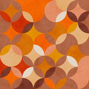 Mid Century Bauhaus Modern Kreisformen herbstlich