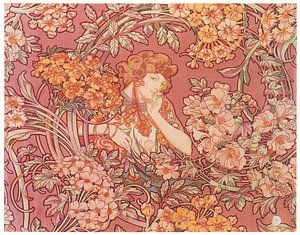 Femme Parmi Les Fleurs d'Alphonse Mucha