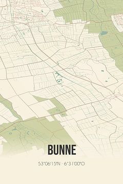 Carte ancienne de Bunne (Drenthe) sur Rezona