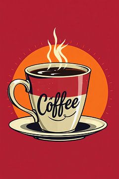 Koffie met de opkomende zon van Wandbilder-Shop