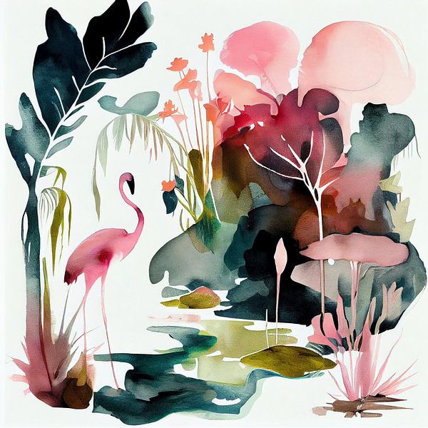 Botanical flamingo by Bianca ter Riet
