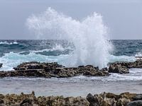 Bonaire, opspattend water aan de noordkust