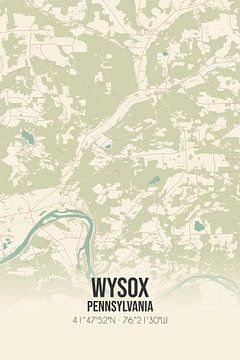 Vintage landkaart van Wysox (Pennsylvania), USA. van Rezona